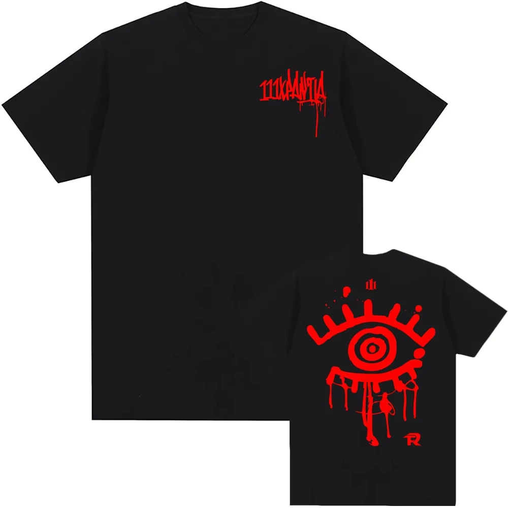 111XPANTIA Force Regida Printed Cotton T-shirt Music Style Men's Streetwear, Casual and Comfortable Cotton Short-sleeved T-shirt