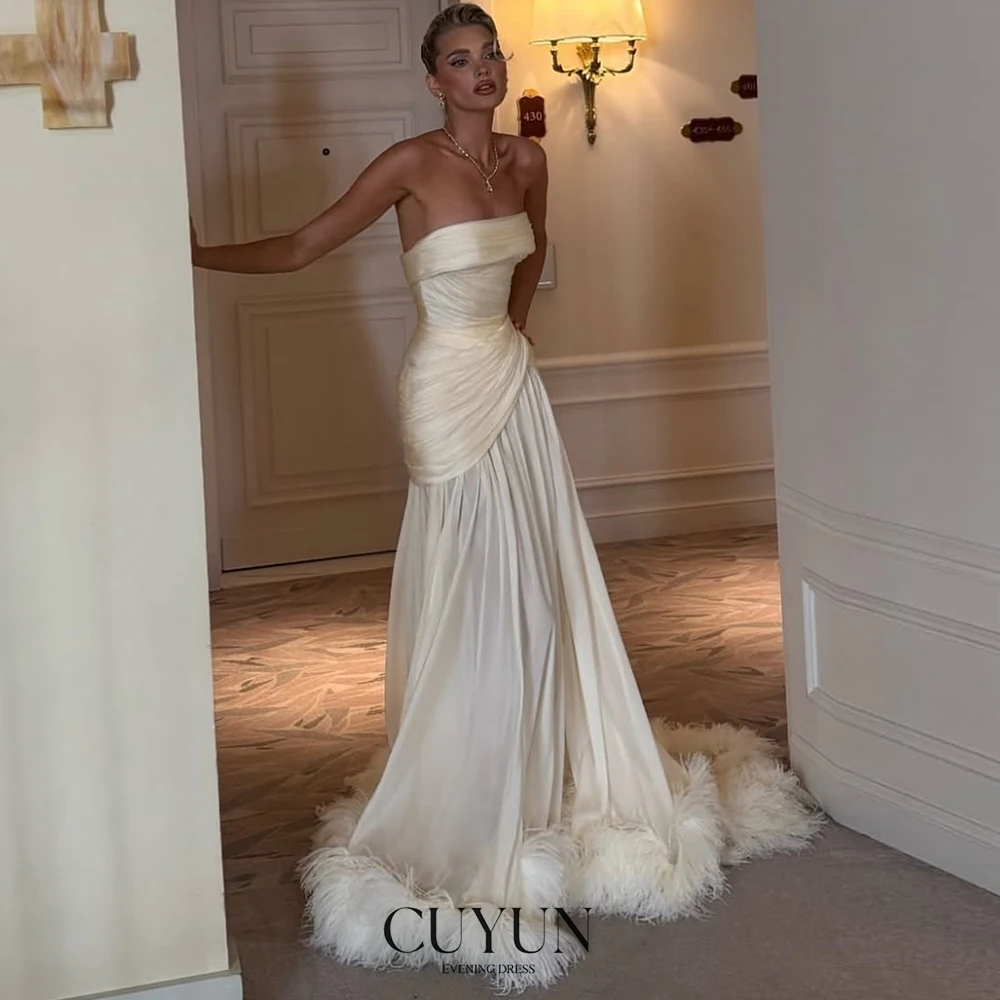 

CUYUN 2025 Роскошные женские вечерние платья, праздничное платье трапециевидной формы без бретелек, вечернее платье на заказ, свадебные платья, платье для выпускного вечера