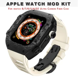 Carbon Fiber Modification Kit for Apple Watch Ultra 49mm Luxury case Refit Mod Kit  Fluorine Band IWatch 8 7 6 5 4 SE 45mm 44mm