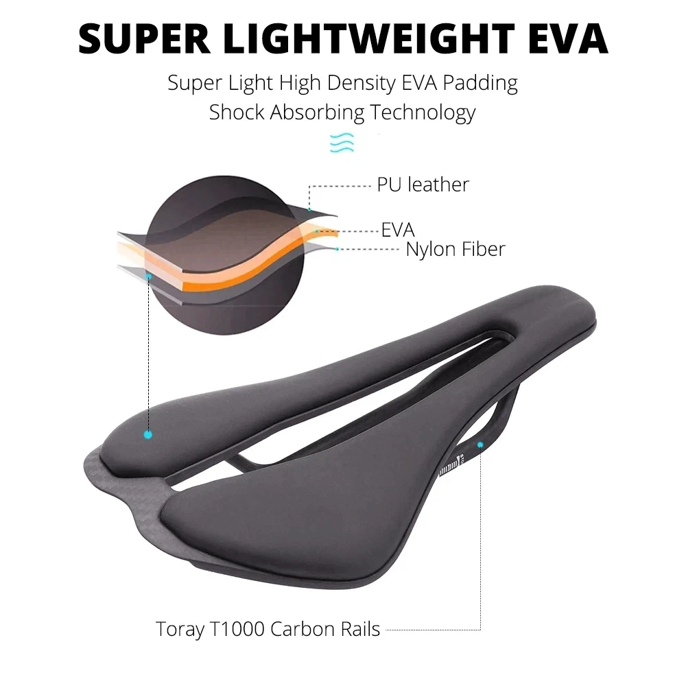 

ULLICYC EVA Cushion Bicycle Saddle Ultralight Carbon saddle 242*136mm 106g Bike Saddle for MTB Gravel Road Bike bicycle part