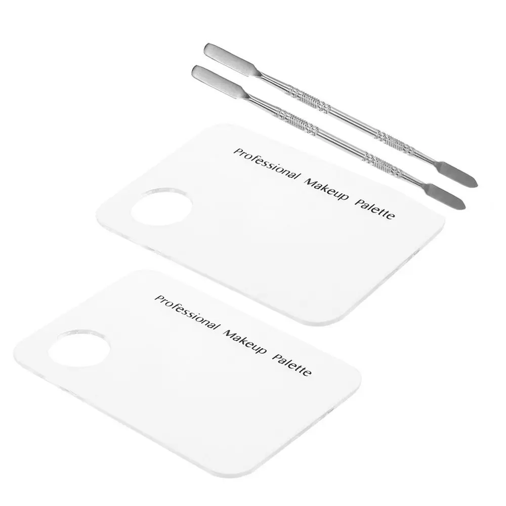 Stainless Steel Makeup Mixing Palette Metal Foundation With Spatula Tool Nail Art Palette Size 4.5x2.9 In Silver Color