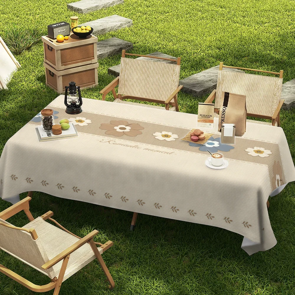 -1pc Simple and fresh, with a country style, a romantic moment 2D flat pattern tablecloth, square tablecloth.