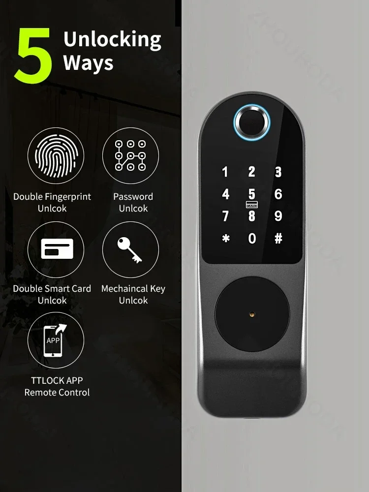 Imagem -02 - Tuya Wifi Smart Door Lock App Controle Remoto Ttlock Bluetooth Impressão Digital Código Digital Biométrico Rim Cartão Bloqueio Eletrônico