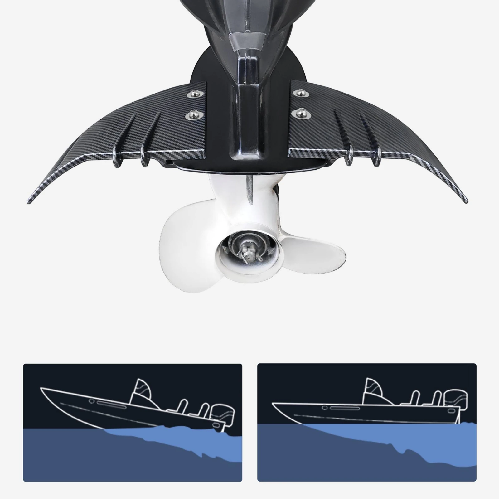 Hydrofoil Stabilizer with Mounting Hardware Textured Outboard Motor Hydrofoil Outboard Motor Stabilizer Streamlined