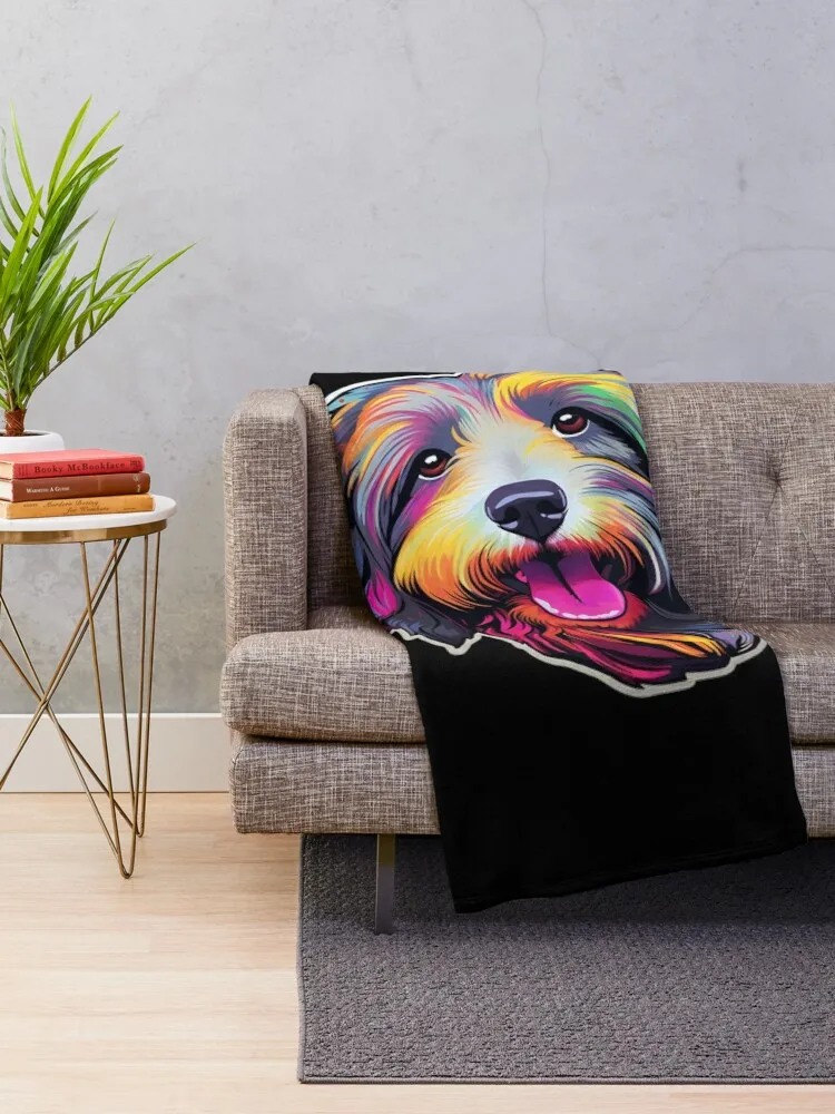 Bearded Collie Neon Design Throw Blanket Bed linens manga Luxury Designer Warm Blankets