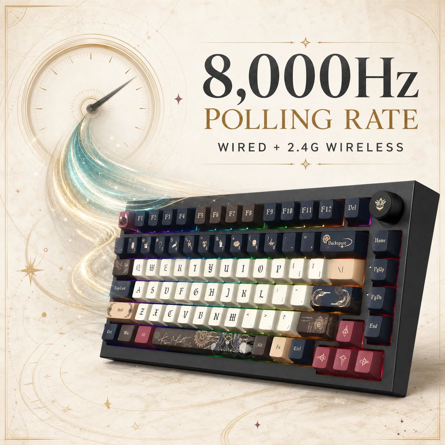 Akko 5075 V5 Lord of the Mysteries Mechanical Keyboard 75% 82-Key Hot-swappable ARGB 8K Tri-mode Wireless Gaming Keyboard Gasket