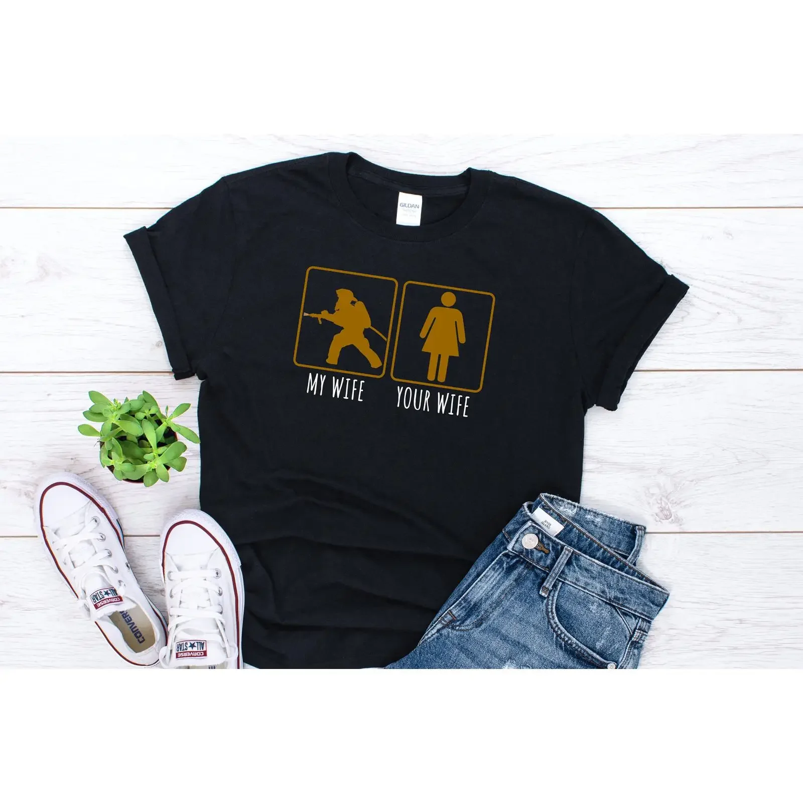 Female Volunteer Fireman My Wife Is A Firefighter T Shirt  vintage Washed Stretched Soft fashion Unisex Breathable