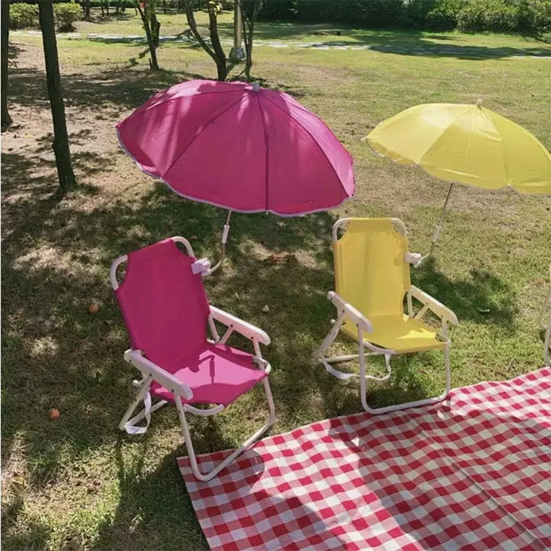 Ins style portable children beach chair super cute beach umbrella sunscreen beach parent-child outing outdoor Folding chair