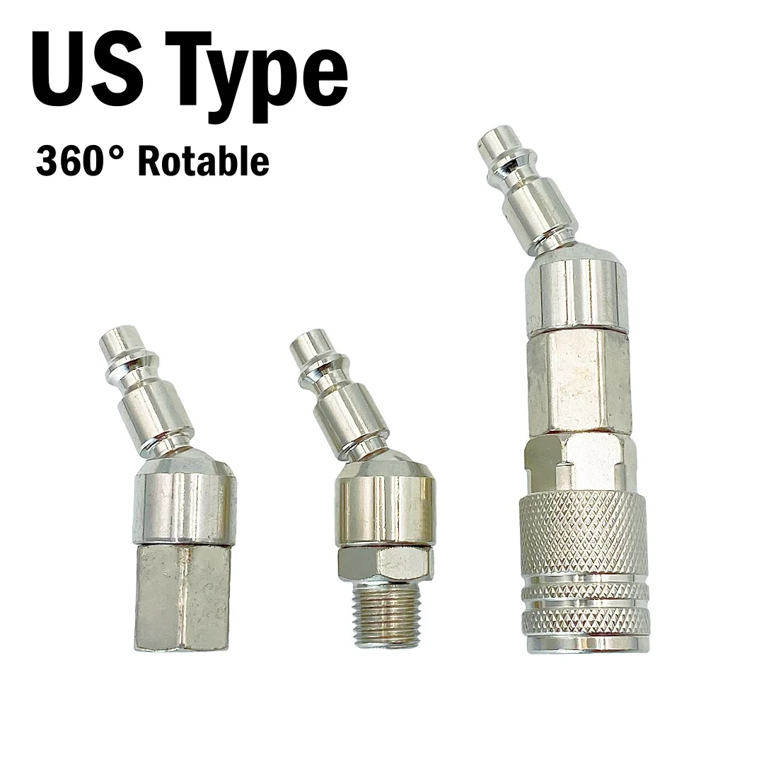 360° Rotable Quick Plug Connect Fitting Joint US Type With BSP 1/4 Fitting Thread For Air Hose Paint Spray Gun Pneumatic Coupler