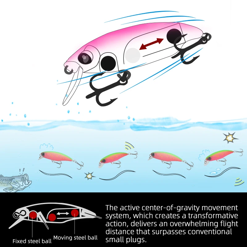 TSURINOYA Fishing Lure 48S tonący błystka garnitur 5 sztuk DW69 48mm 3.3g woblery wędkarskie Jerkbait Bass przynęta na pstrąga Swimba — zdjęcie 6