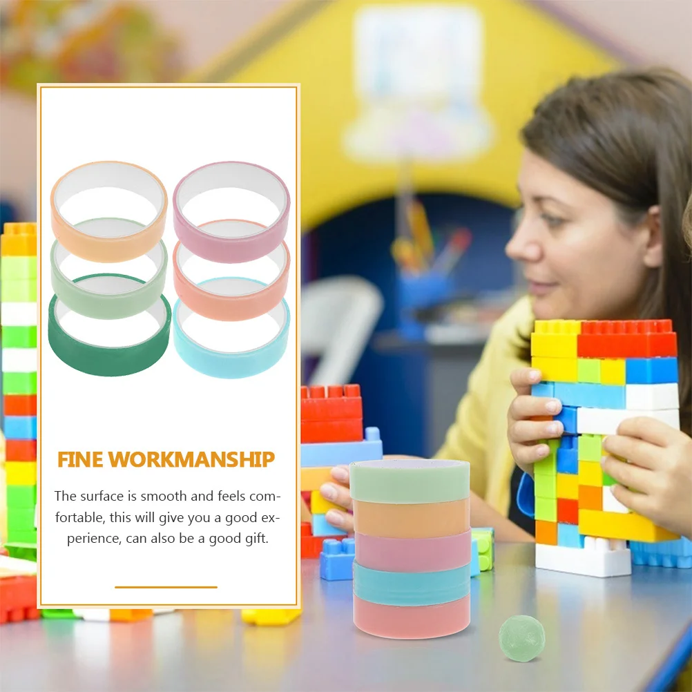 6 لفات من شريط الكرة اللزج الملون، أشرطة لاصقة لتخفيف التوتر، لعبة فيدجيت كرافت، مريحة ومحمولة للأطفال والكبار