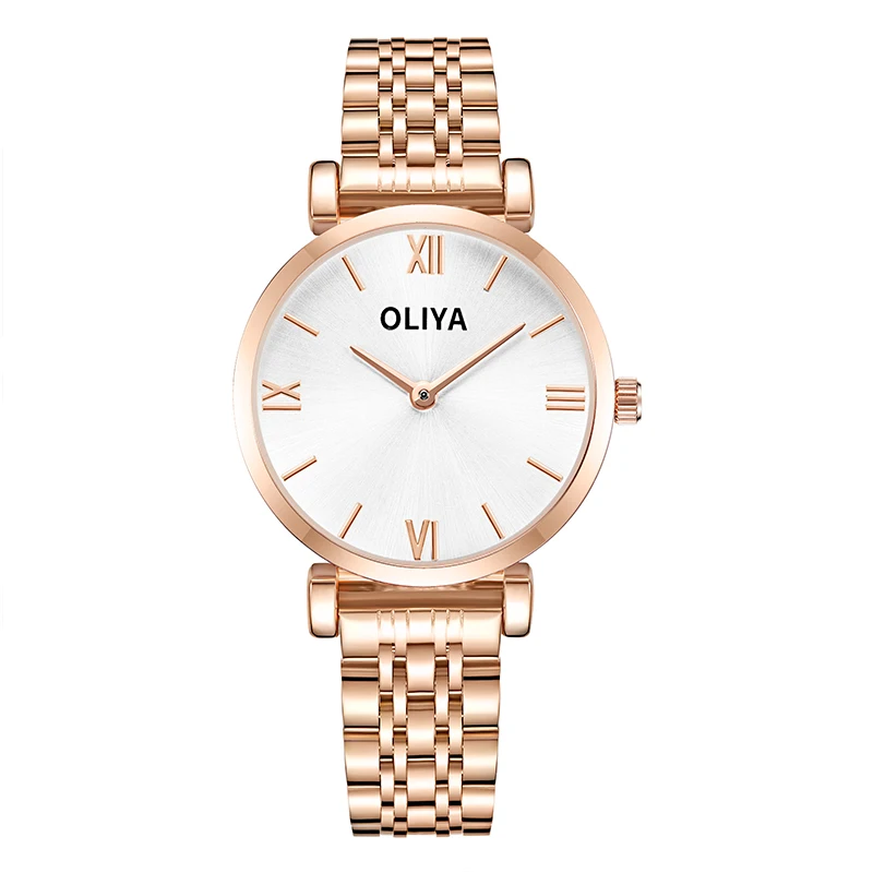 Montres à quartz en or rose pour femmes, marque de luxe, multicolore, mode, chiffres romains, superbes montres