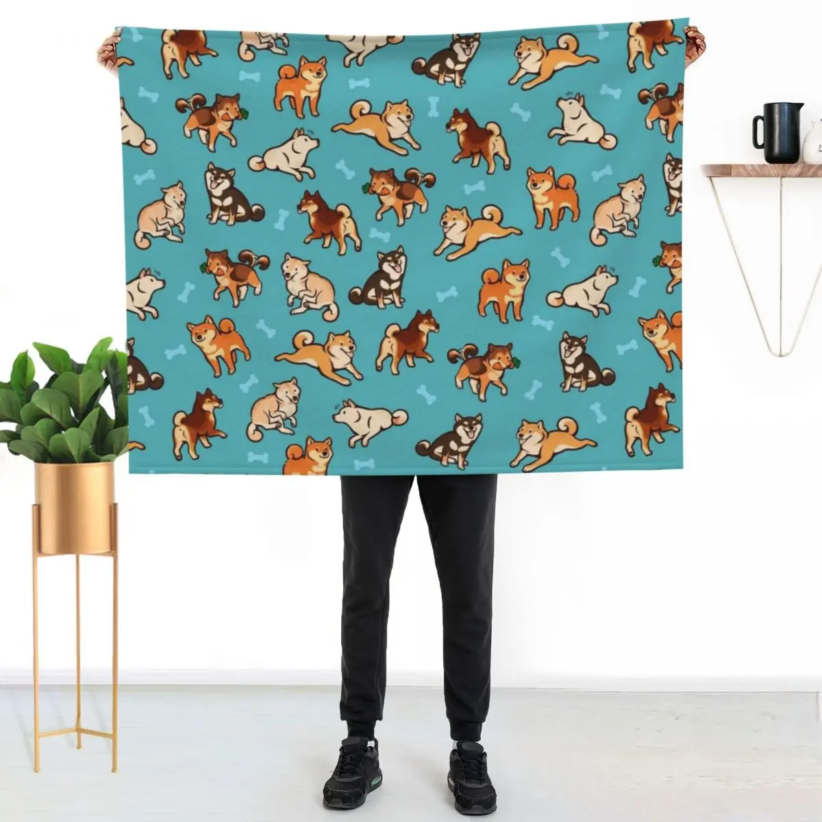 shibes in blue Throw Blanket Bed decorative Quilt Single cosplay anime Luxury Throw Blankets