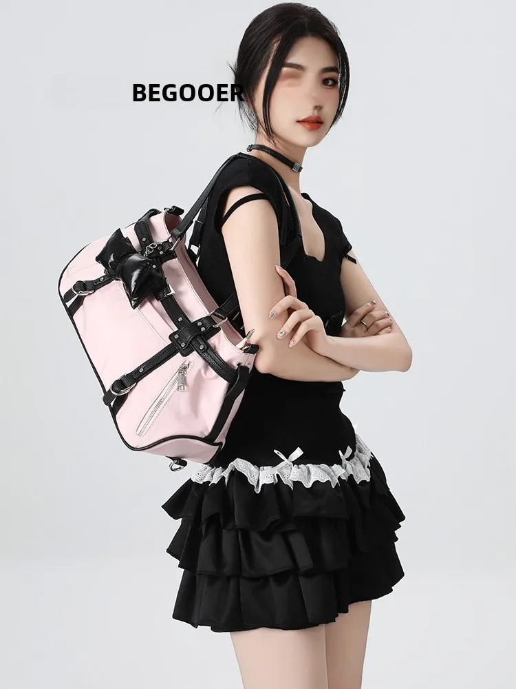 BEGOOER Motorcycle Style Large Capacity Yoga Fitness Bag Commuter Single Shoulder Crossbody Bag Women's Tote Handbag