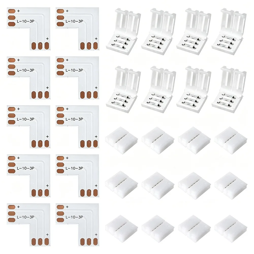 30pcs 3535/2835 LED Strip Connectors 3Pin/4Pin 8mm/10mm RGB Connectors Quick Connect Waterproof 4 Pin Connectors