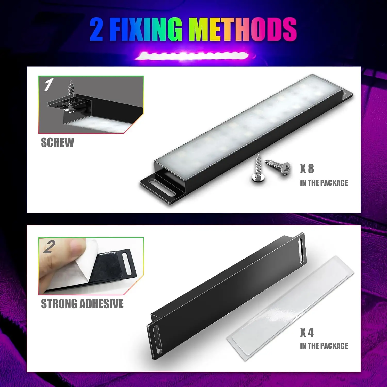 Quality Car Atmosphere Lights Interior Lights with App Control Music Sync RGB LED Lights Bar for Car Lighting with USB Charger