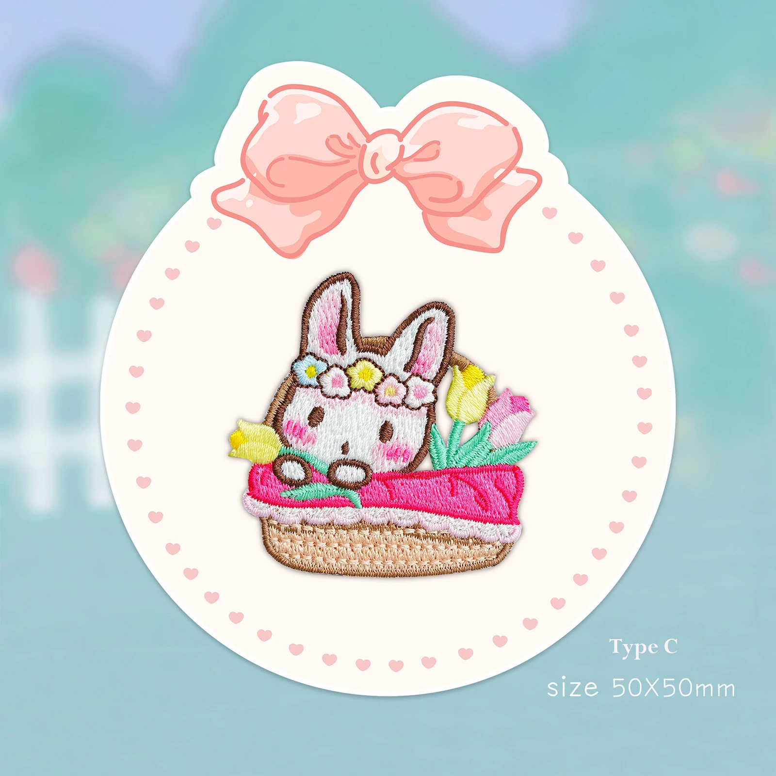 Japan Garten Kaninchen bestickte Patches für Mädchen Tasche Eisen auf Patches kleine Kleber Aufkleber für Kinder Kleidung Haarspange Designer – Detail 3
