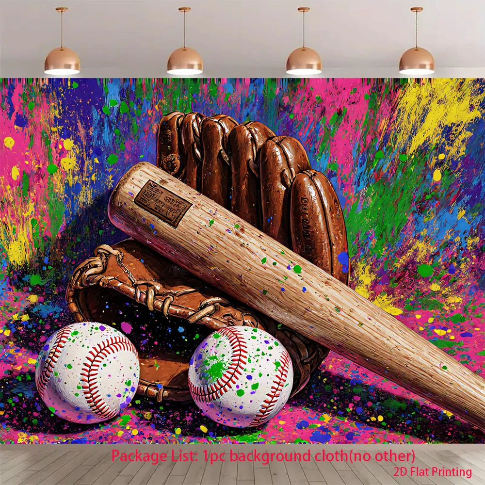 Vibrant Pop Art Baseball Tapestry Wall Hanging Sport Decor MLB Gifts Fan Merchandise Colorful American Sports Room Art