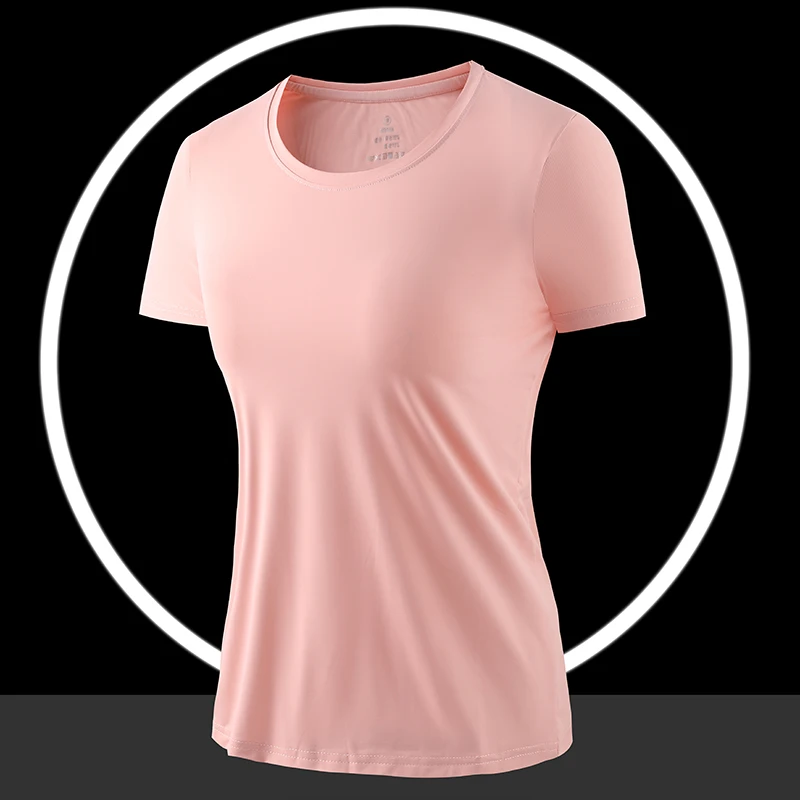 Neue Frauen Sommer Freizeit Sport Laufen Eis Seide schnell trocknende T-Shirt Mode vielseitige Rundhals ausschnitt Kurzarm Top weiblich