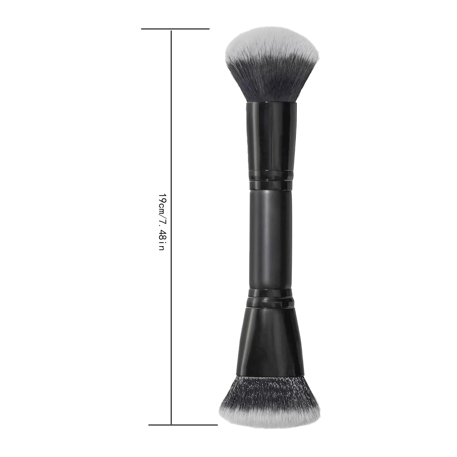 Pincel de maquiagem de cerdas macias de duas cabeças para blush e aplicação de contorno facial Ferramenta de beleza de peça única