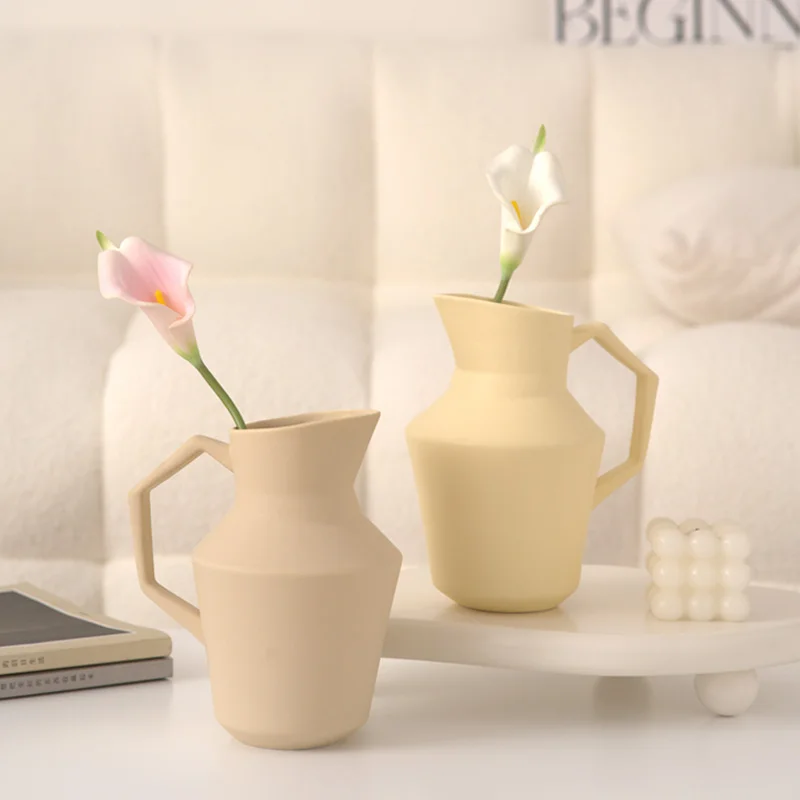 

Nordic Ins Handle Ceramic Vase Living Room Flower Arrangement Hydroponic Ware Home Decoration Accessories