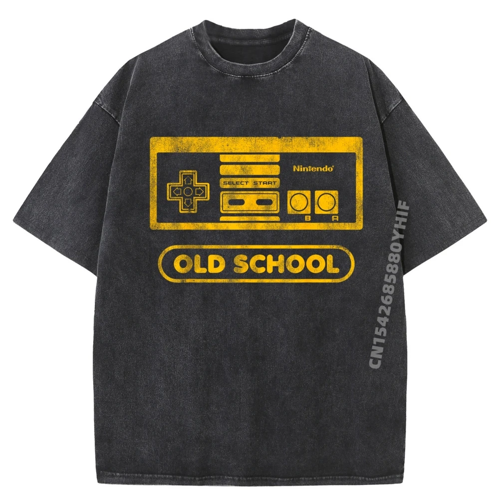 

Newest Washed Shirt Nes Controller Old School Gold Teeshirt Funny T Shirts Men Comfortable High Quality T-shirts