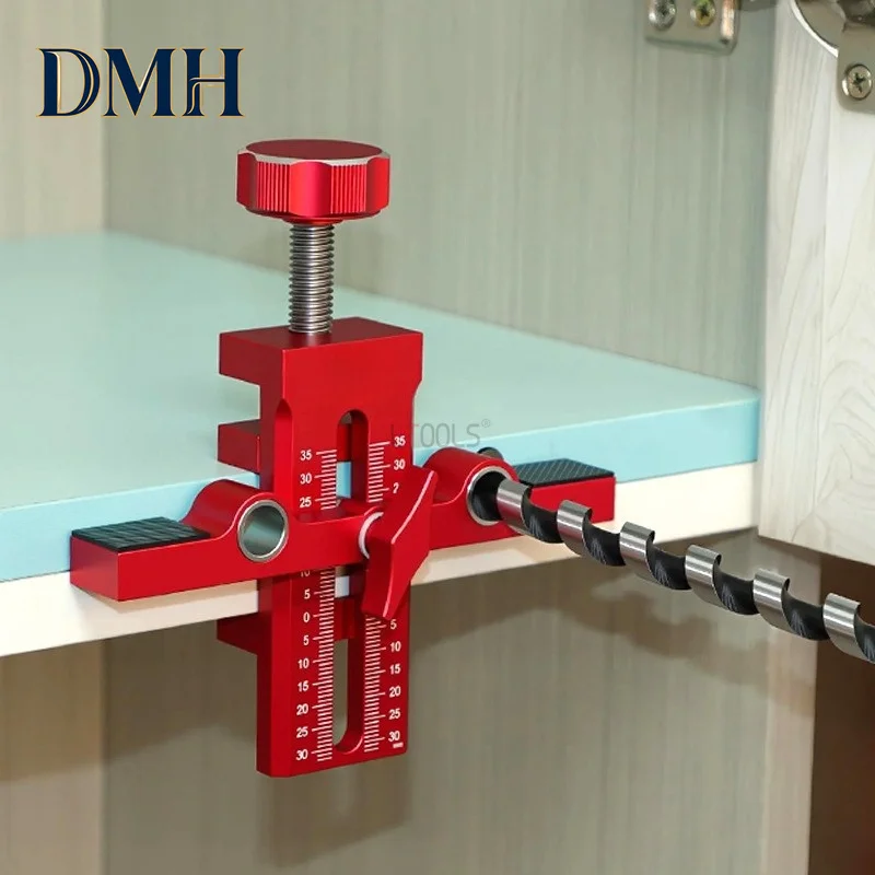 DMH-NEW Woodworking Rebounding Device Drilling Locator Aluminum Alloy Quick Double Hole Opener Manually Install Auxiliary Tools
