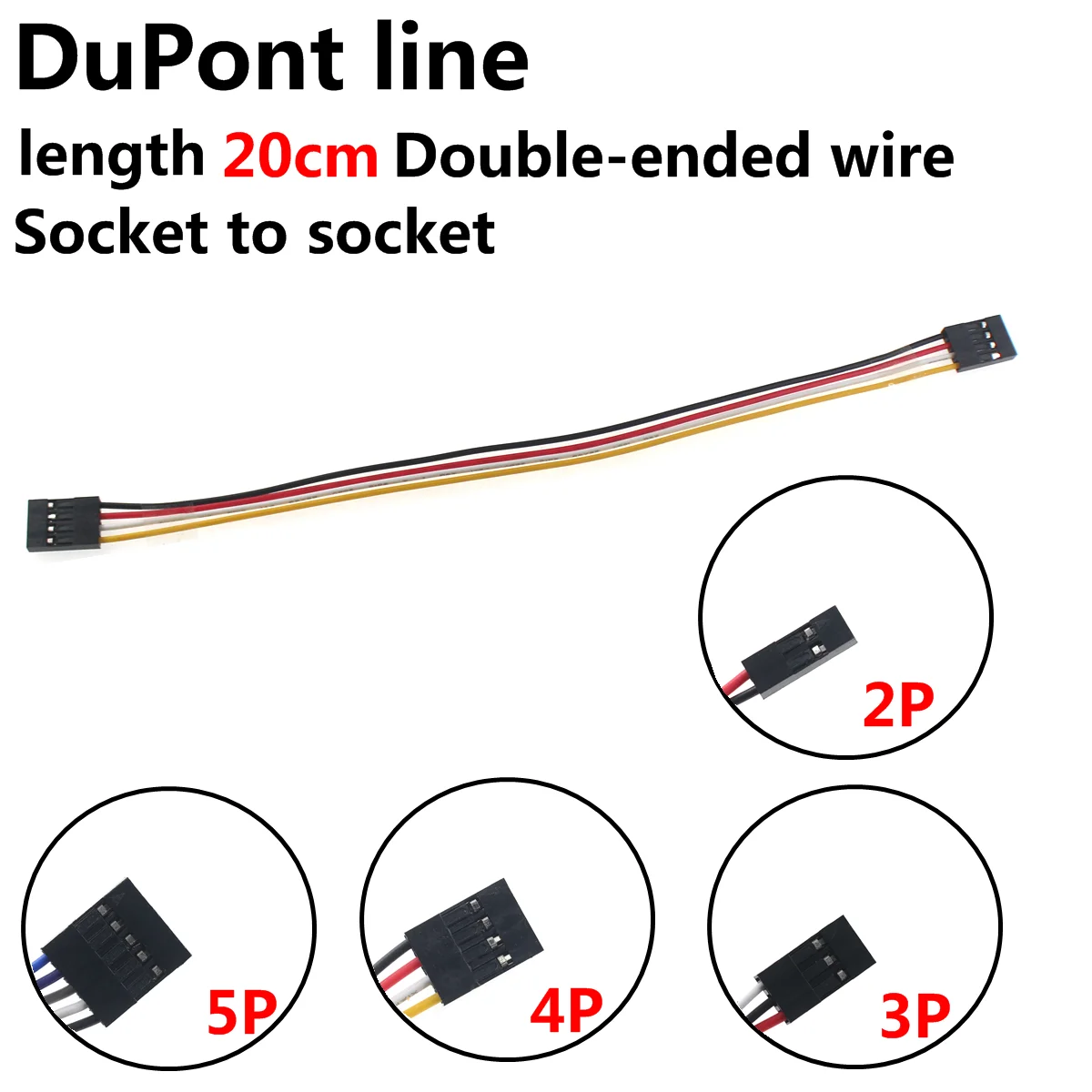 10pcs Dupont line 20cm 2.54mm Female to Female 2P/3P/4P/5P/6P/7P/8P/9P/10P/12P Color Breadboard Cable Jump Wire Jumper