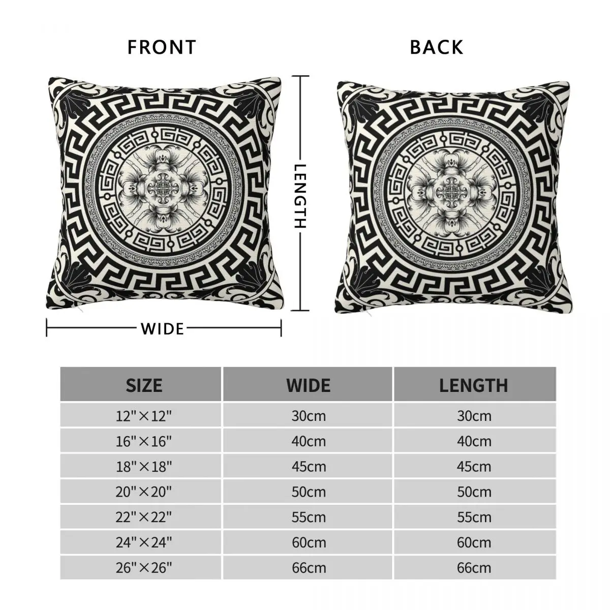 Ornate Baroque Square Pillowcase Polyester Linen Velvet Printed Zip Decor Throw Pillow Case Sofa Seater Cushion Cover 45x45