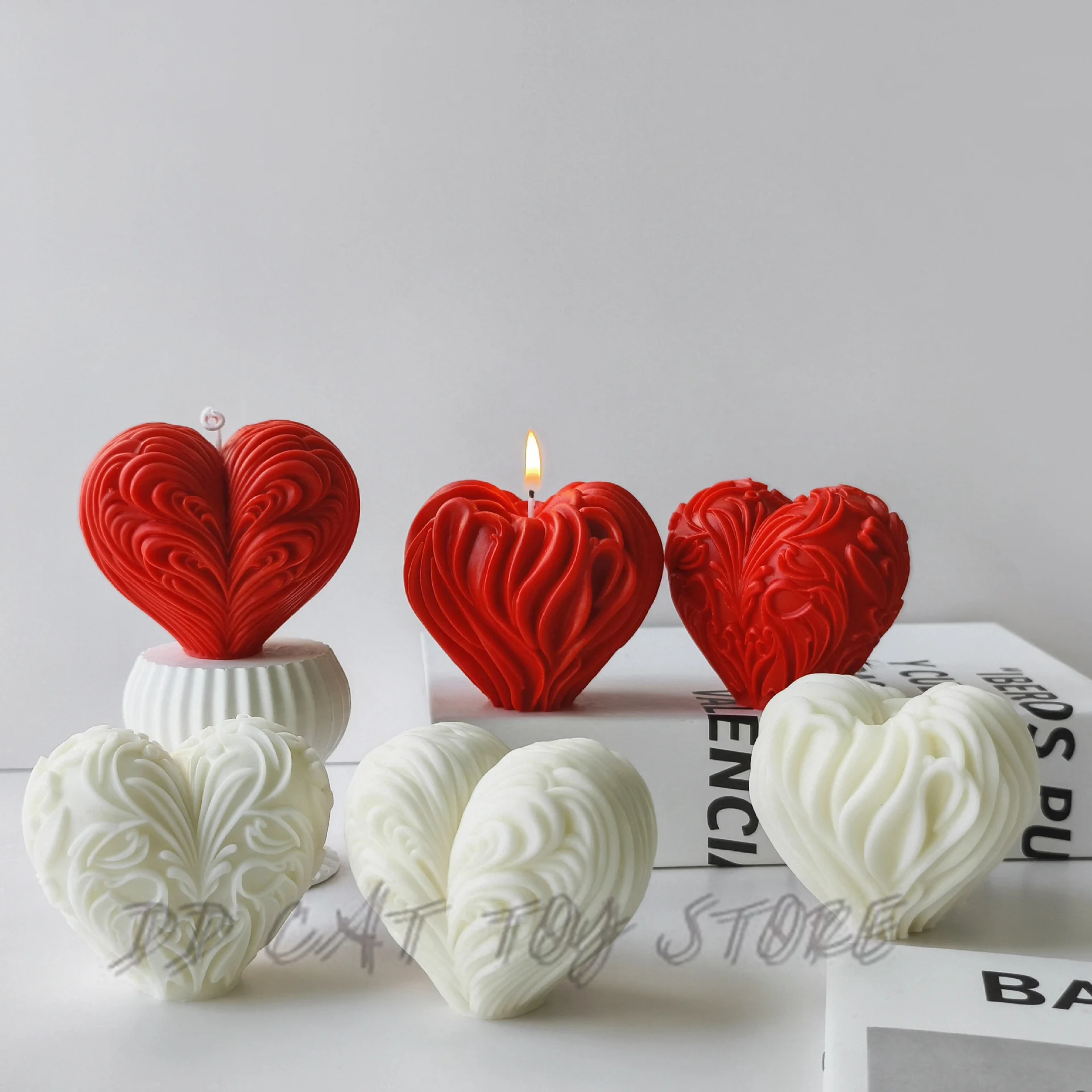 DIY Love Resin Plaster Mold Handmade Gift Soap Candle Making Supplies  Valentine's Day Heart Shape Aroma Candle Silicone Mold