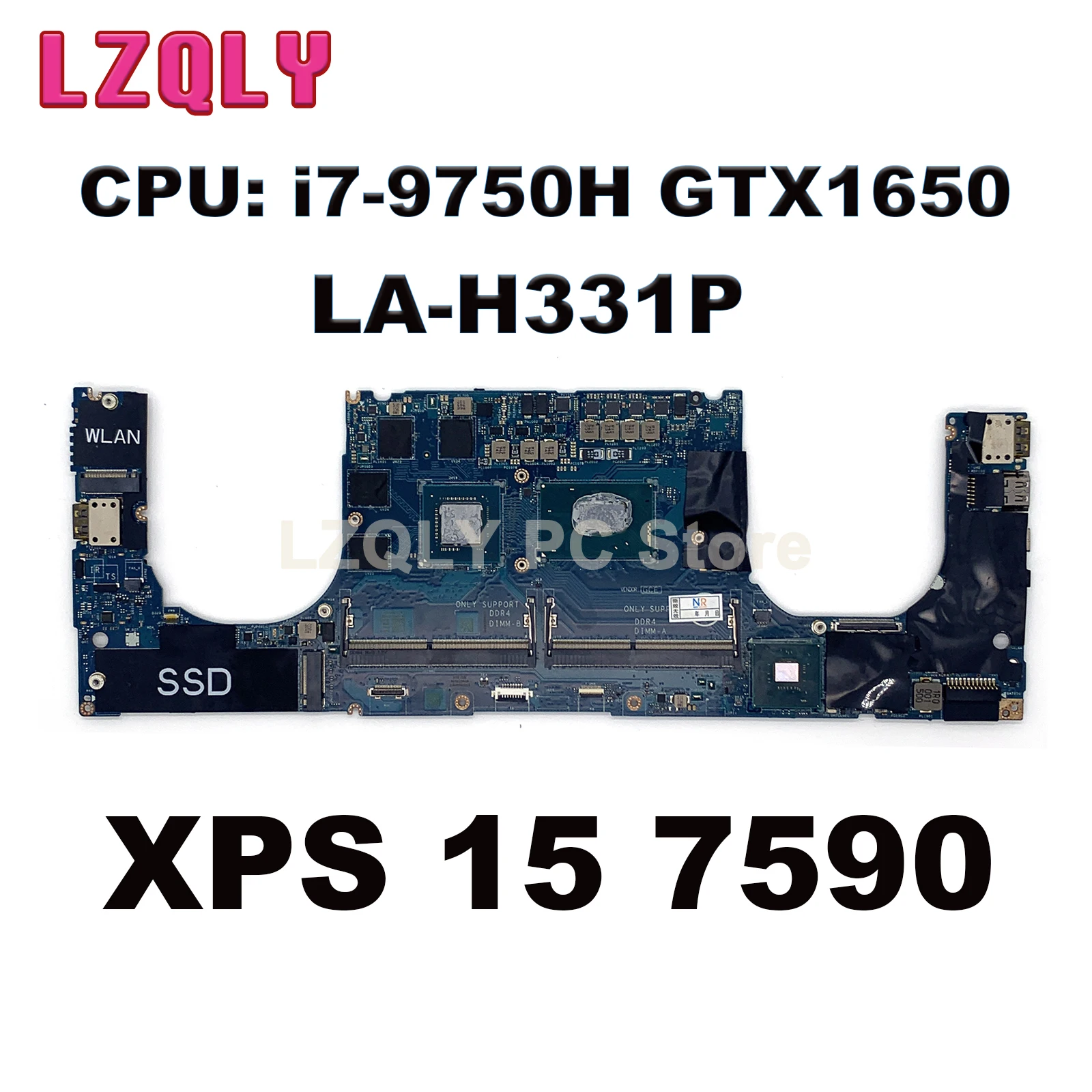 FOR DELL XPS 15 7590 Laptop Motherboard LA-H331P With  I7-9750H CPU GTX1650 GPU 04KR2M 4KR2M CN-04KR2M 100% Working Well