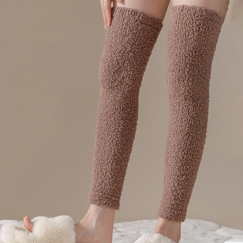 1 Pair Long Knee-High Ankle Warmers Warm Leg Wear Soft Comfortable Casual Long Socks Solid Color Women Socks image 6