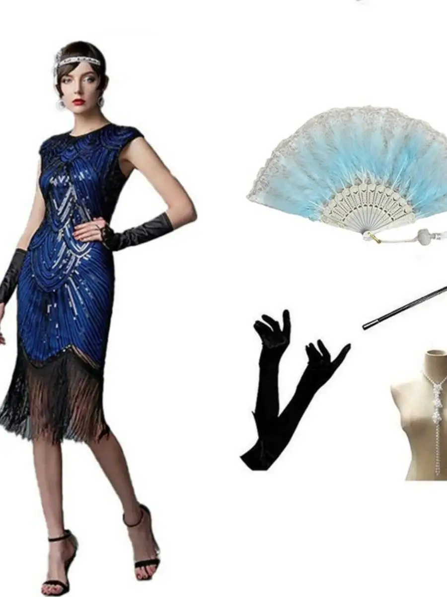 

Бестселлер Гэтсби с кисточками и блестками Dr 920S, платье из фильма в стиле ретро, длина юбки, вечерняя одежда из полиэстера