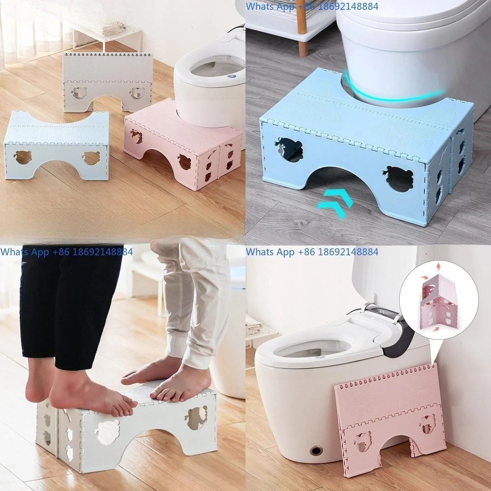 Folding Non Slip Toilet Stool for Adults  Thickened Step Stool for Sitting or Squatting