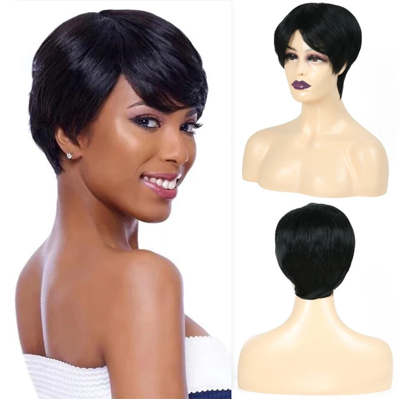 

New European and American style straight synthetic fiber , short women's wig