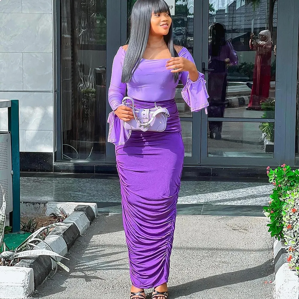 Sexy Ruched Bodycon Midi Dress Sets for Women Spring Summer Fashion Going Out Outfits Matching Sets