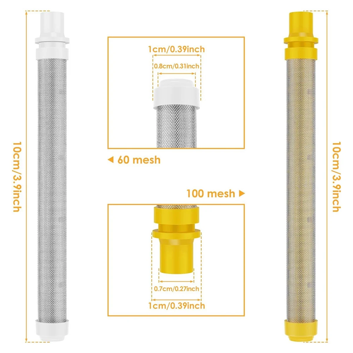 Universal Airless Spraygun Filtro Set, Airless Ferramenta de pulverização, tela de filtro, 60 e 100 Mesh, 20pcs