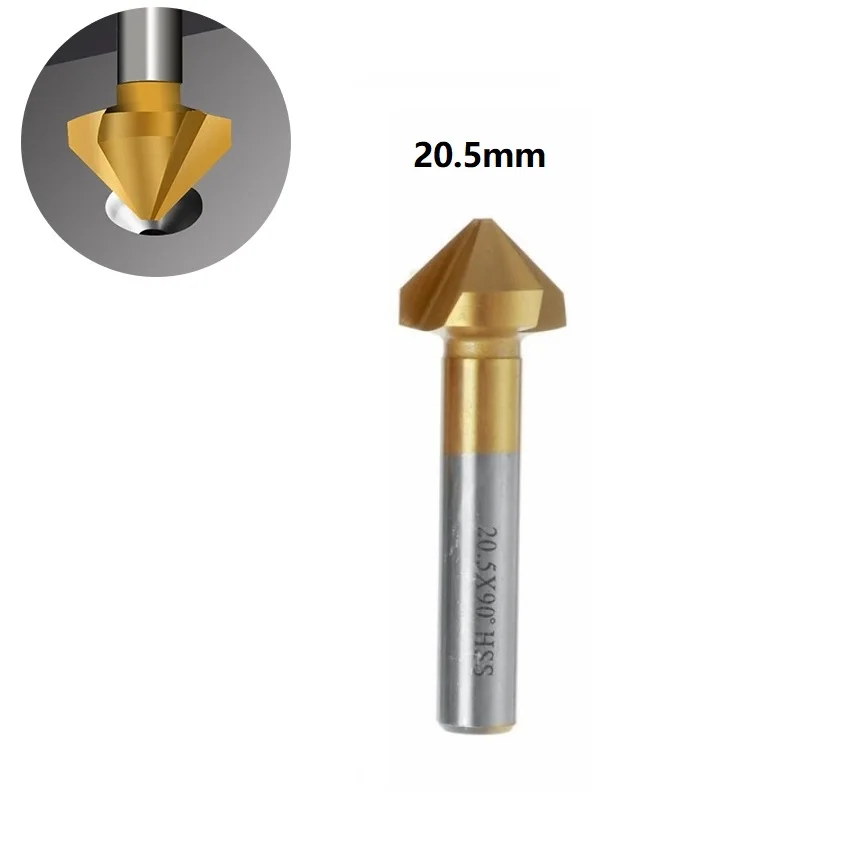 Punta da trapano svasata a 90 gradi 3 flauto HSS strumenti di smussatura taglierina per smusso 6.3-20.5mm foratura per fori in metallo per legno