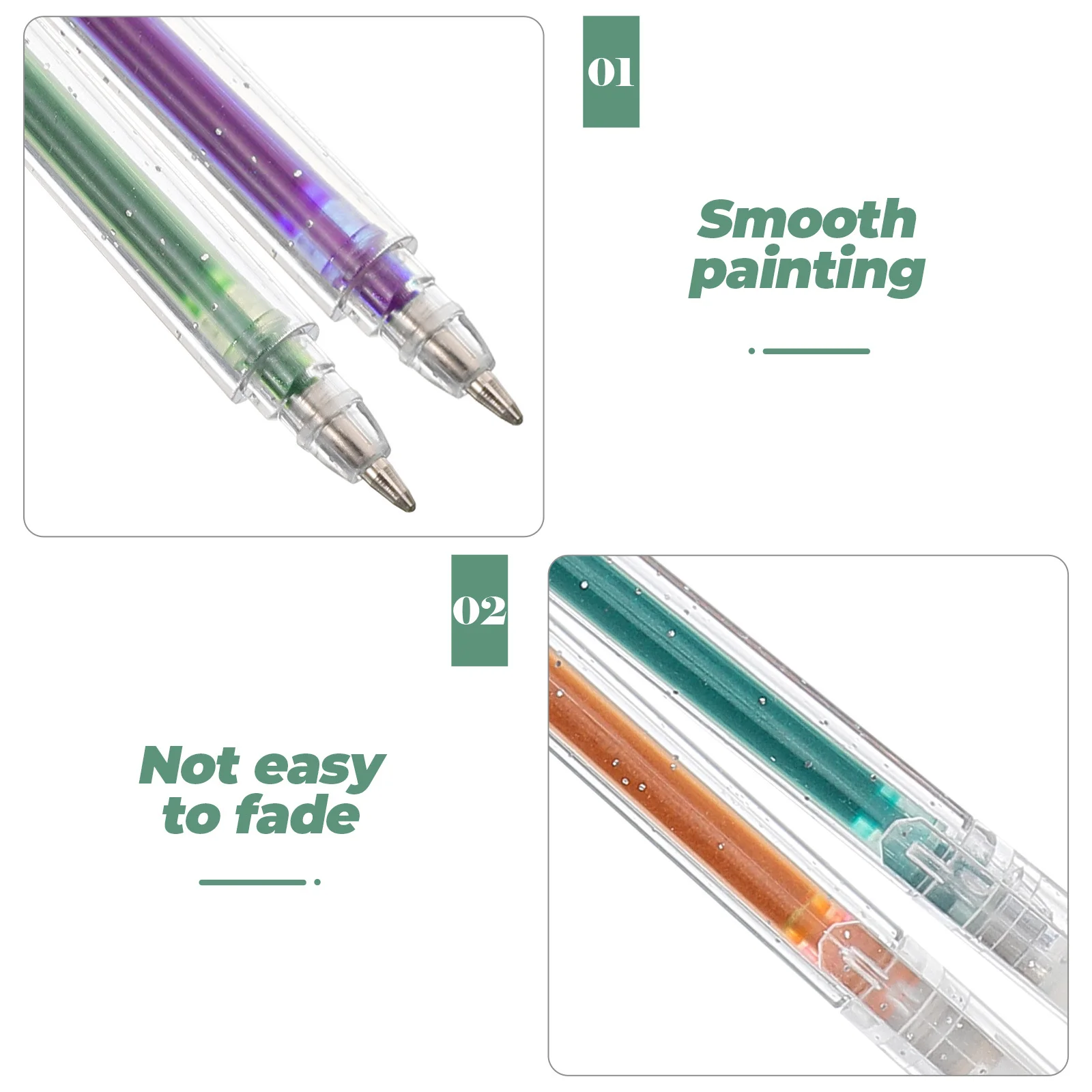 

12Pcs Glitter Gel Pens Smooth Writing Sparkling Ink for Signing Drawing Scrapbooking Professional Decorative Office Stationery