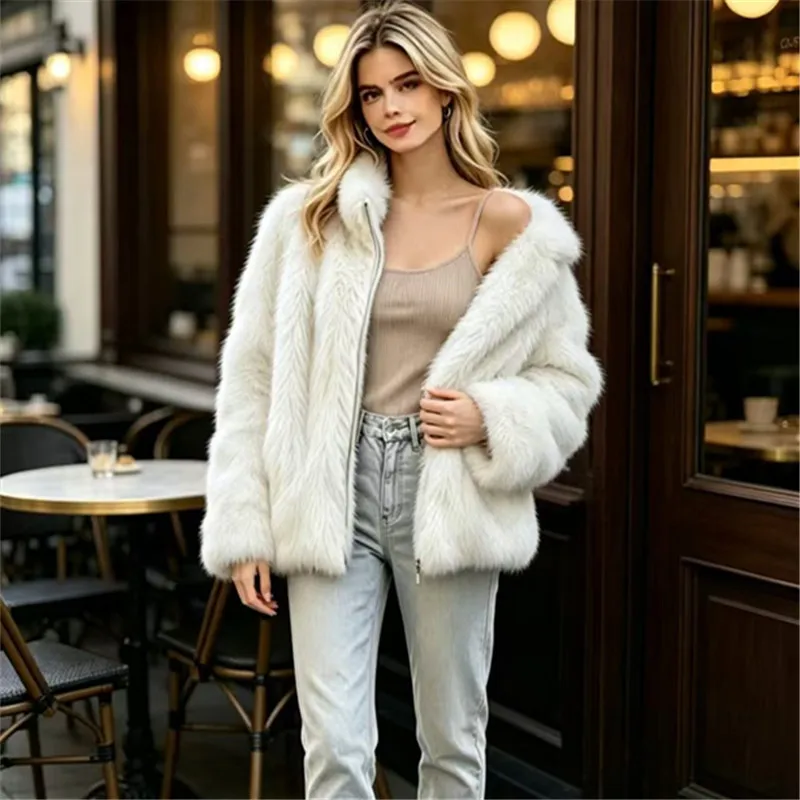 Faux Fur Coat for Women,Stand CollarJacket,Europe and America Outerwear,Thicken Warm,Female Clothes,New,Winter,2026
