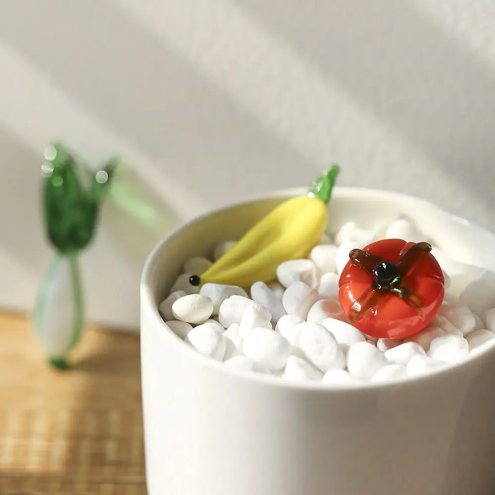 Cute Bonsai Decor Fruit and Vegetable Multi Styles Gift Desktop Ornaments Glass Crafts Vegetable Figurines Mini Statues