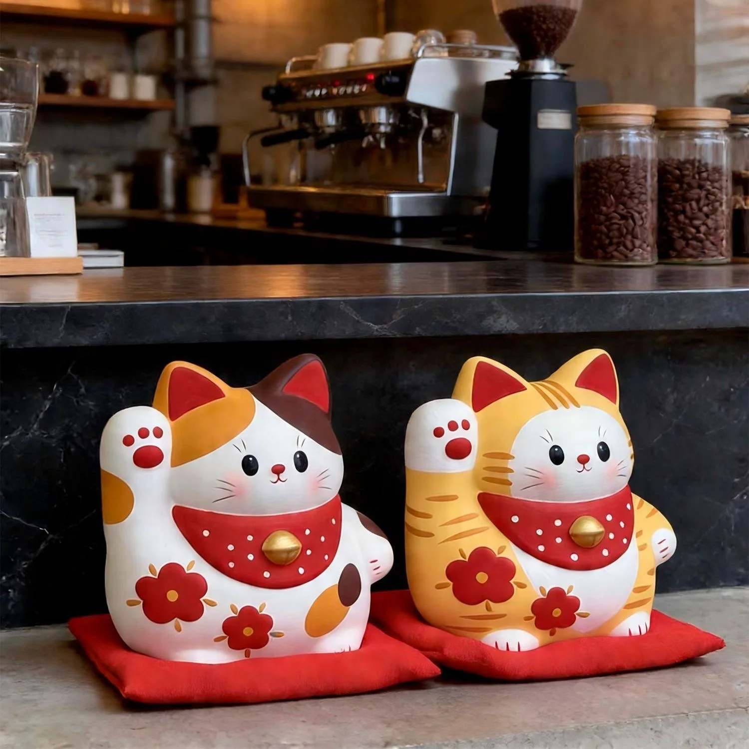 Cute Fortune Cat Statue Figurine Lucky Cat Ornament Home Living Room Decoration Store Opening Gift
