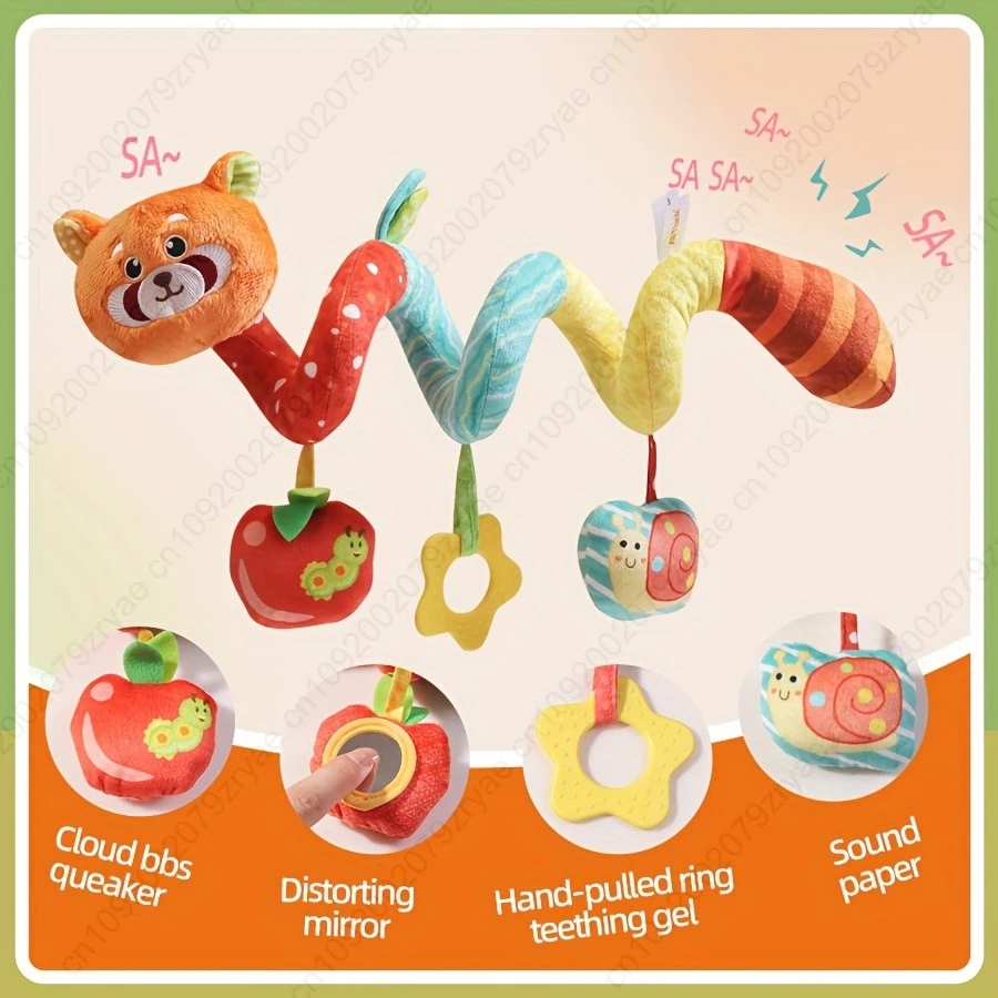 Letto a spirale per bambini sospeso con giocattoli di peluche, campana a manovella e ciambella - Giocattolo sensoriale in morbido tessuto per neonati, Halloween e Natale