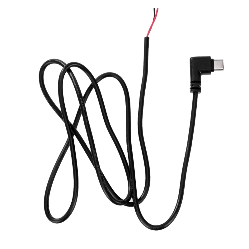 90 Degree/Straight Head USB C to 2 Pin Bare Wire Open End Power Cord, Type C Male Plug Pigtail Extension Cable 22AWG