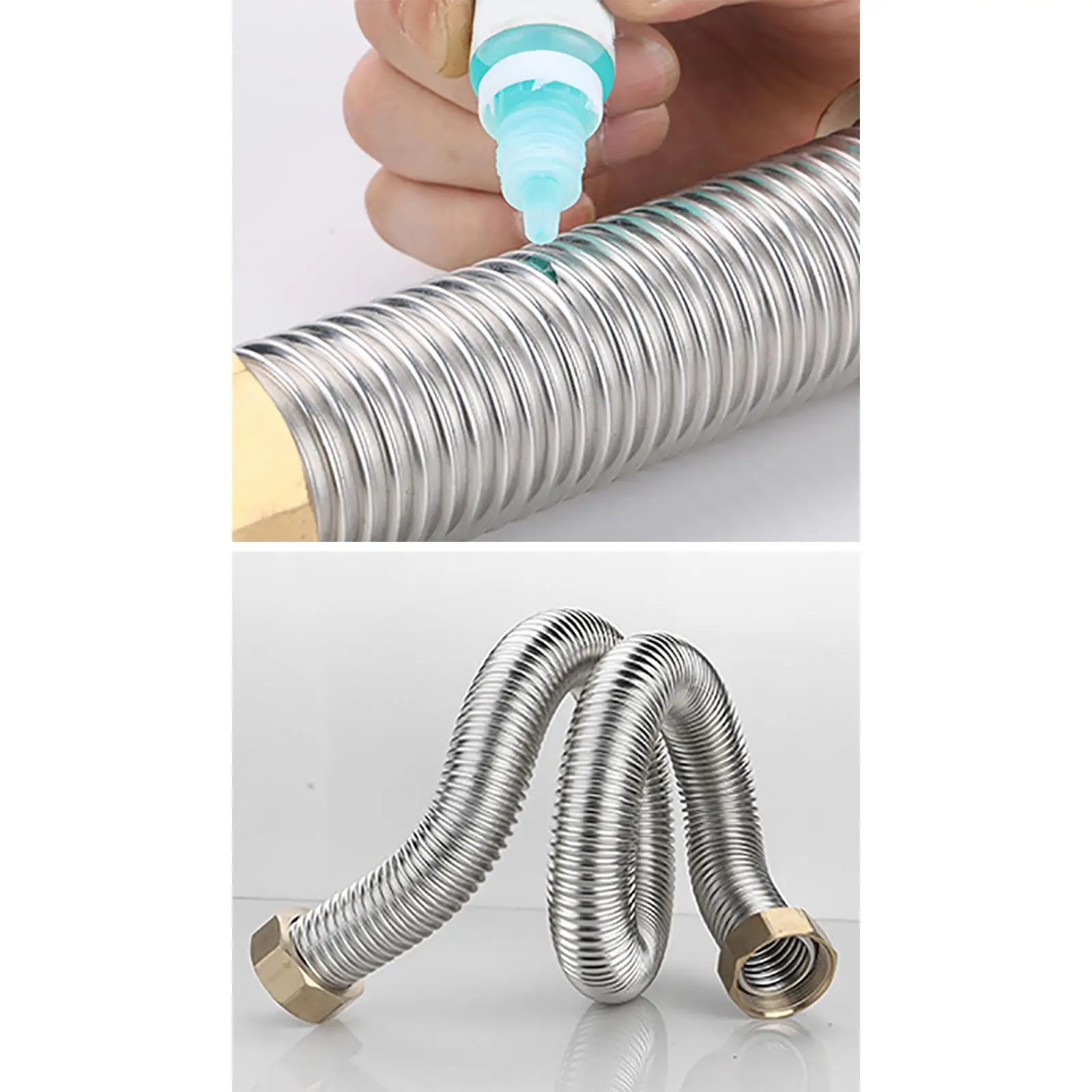 Heavy Duty Corrugated Pipe Heat-Resistant with 2 Washers Burst-Proof DN40 Steam Pipe for Floor Heating Pipes Boiler Water Supply