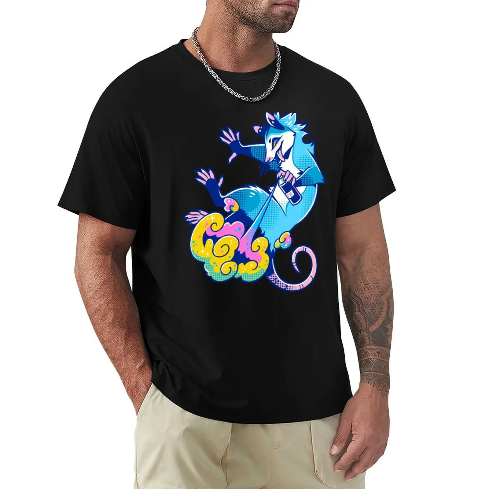 Blue Opossum - Color your life! T-Shirt man t shirt summer T-Shirt