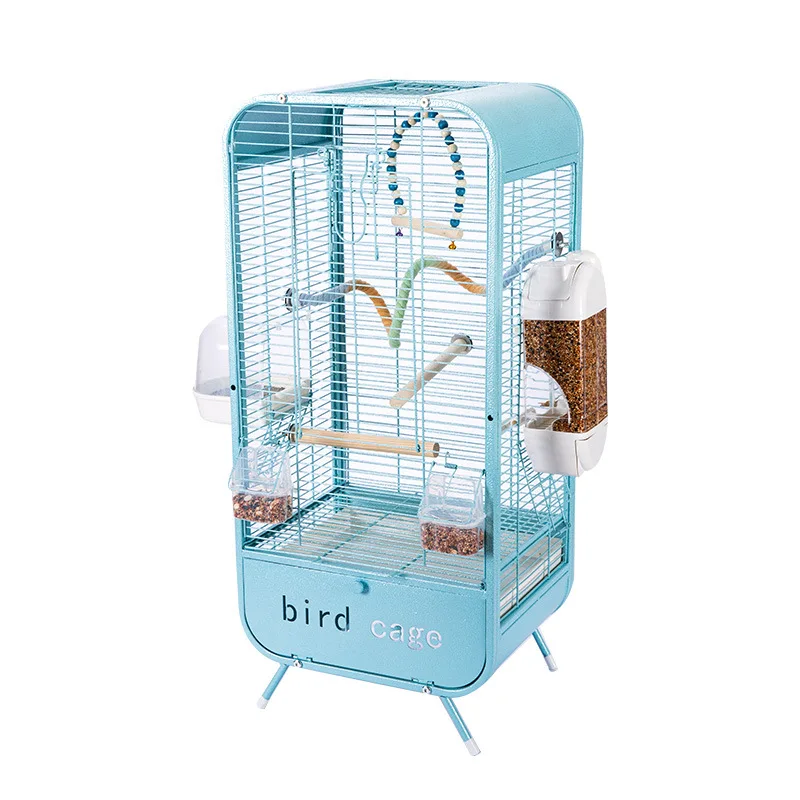 

Antique Style Metal Hanging Bird House Cage with Print Pattern for Indoor Decor