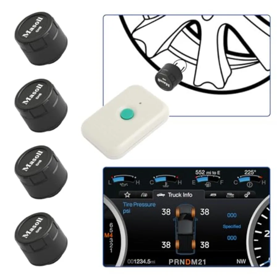 

TPMS Sensor for Ford F-150 Bronco Escape Expedition Explorer Focus Fusion Ranger Lincoln Mercury, Set of 4 External Tire Pressu