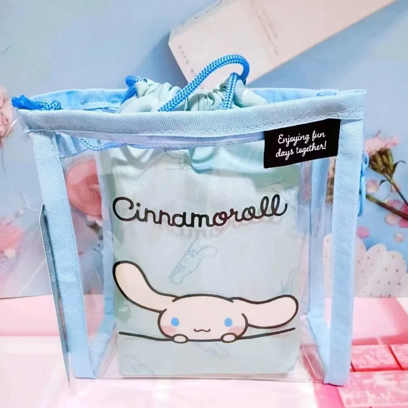 

Cinnamoroll My Melody Anime Kawaii Sanrio Ins Storage Bag Cute Pochacco Cartoon Toiletry Bag Transparent Drawstring Pocket Set