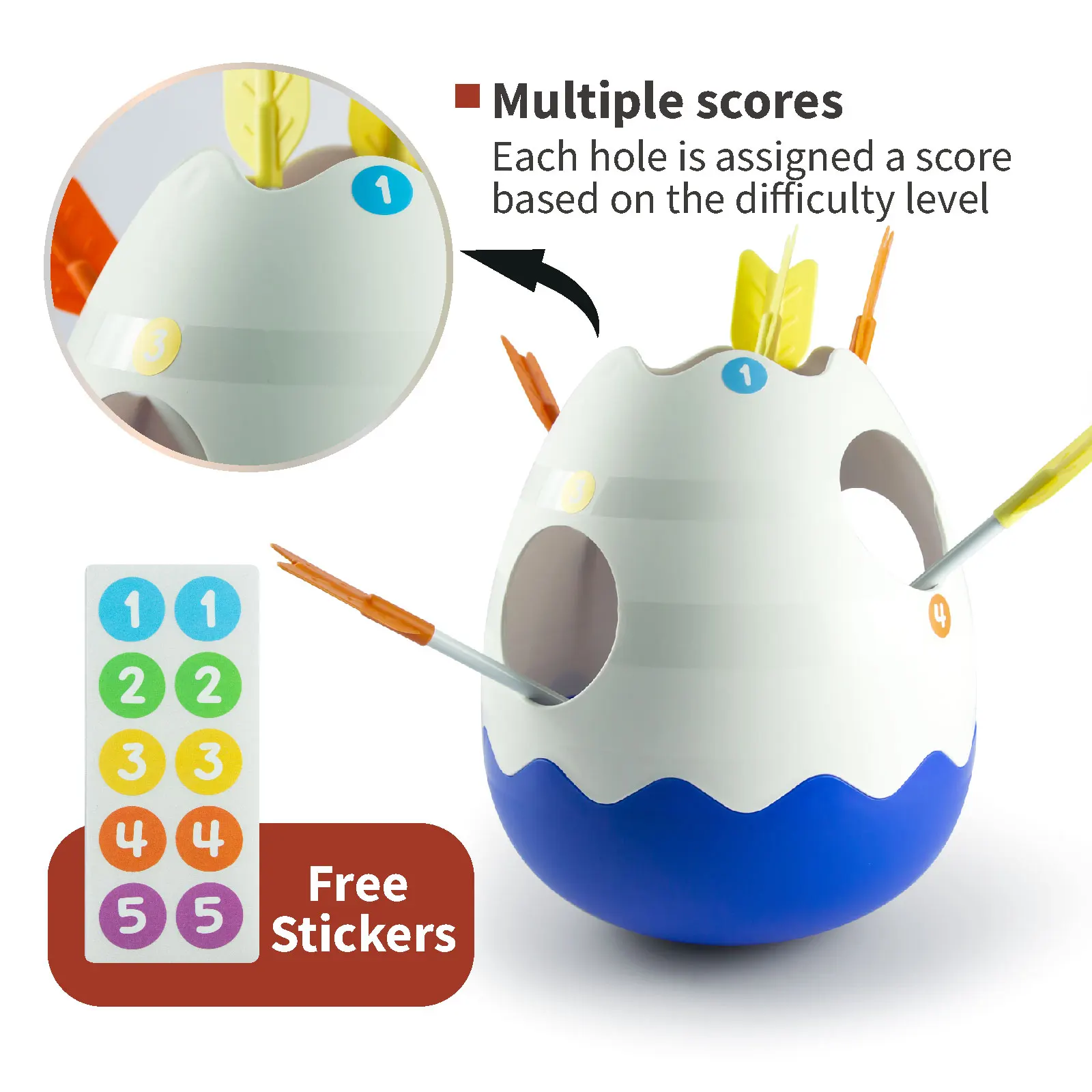 Interactive Outdoor Egg-Shaped Throwing Toy Set Skill-Building & Family-Bonding Dart Pot Soft TPE Arrows Educational School